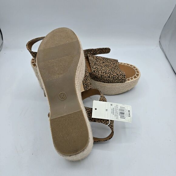 Size 10 Universal Thread Morgan Leopard Print Espadrille Wedge Woven Heel 3in - Picture 5 of 8